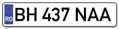 Placuta inmatriculare numar auto  BH-437-NAA, BH 437 NAA, BH437NAA