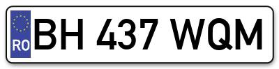 Placuta inmatriculare numar auto  BH-437-WQM, BH 437 WQM, BH437WQM