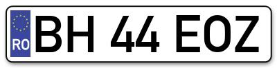 Placuta inmatriculare numar auto  BH-44-EOZ, BH 44 EOZ, BH44EOZ