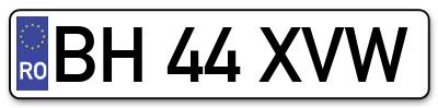 Placuta inmatriculare numar auto  BH-44-XVW, BH 44 XVW, BH44XVW