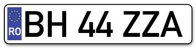Placuta inmatriculare numar auto  BH-44-ZZA, BH 44 ZZA, BH44ZZA
