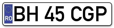 Placuta inmatriculare numar auto  BH-45-CGP, BH 45 CGP, BH45CGP