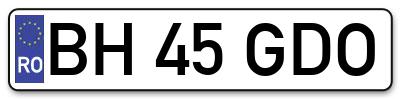Placuta inmatriculare numar auto  BH-45-GDO, BH 45 GDO, BH45GDO