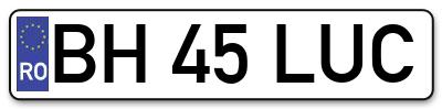 Placuta inmatriculare numar auto  BH-45-LUC, BH 45 LUC, BH45LUC