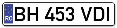 Placuta inmatriculare numar auto  BH-453-VDI, BH 453 VDI, BH453VDI
