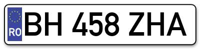Placuta inmatriculare numar auto  BH-458-ZHA, BH 458 ZHA, BH458ZHA