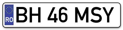 Placuta inmatriculare numar auto  BH-46-MSY, BH 46 MSY, BH46MSY
