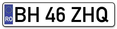 Placuta inmatriculare numar auto  BH-46-ZHQ, BH 46 ZHQ, BH46ZHQ