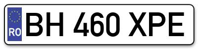 Placuta inmatriculare numar auto  BH-460-XPE, BH 460 XPE, BH460XPE