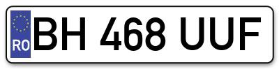 Placuta inmatriculare numar auto  BH-468-UUF, BH 468 UUF, BH468UUF