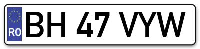 Placuta inmatriculare numar auto  BH-47-VYW, BH 47 VYW, BH47VYW