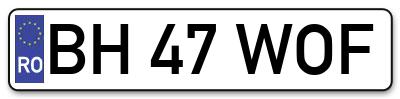 Placuta inmatriculare numar auto  BH-47-WOF, BH 47 WOF, BH47WOF