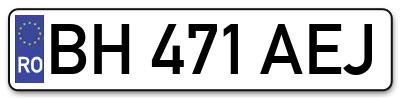 Placuta inmatriculare numar auto  BH-471-AEJ, BH 471 AEJ, BH471AEJ