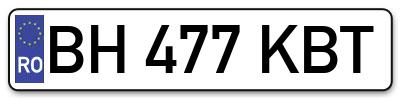Placuta inmatriculare numar auto  BH-477-KBT, BH 477 KBT, BH477KBT