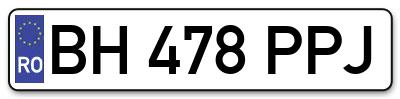 Placuta inmatriculare numar auto  BH-478-PPJ, BH 478 PPJ, BH478PPJ