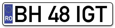 Placuta inmatriculare numar auto  BH-48-IGT, BH 48 IGT, BH48IGT