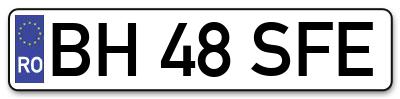Placuta inmatriculare numar auto  BH-48-SFE, BH 48 SFE, BH48SFE