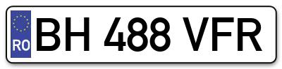 Placuta inmatriculare numar auto  BH-488-VFR, BH 488 VFR, BH488VFR