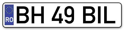 Placuta inmatriculare numar auto  BH-49-BIL, BH 49 BIL, BH49BIL