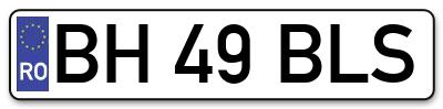 Placuta inmatriculare numar auto  BH-49-BLS, BH 49 BLS, BH49BLS