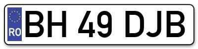 Placuta inmatriculare numar auto  BH-49-DJB, BH 49 DJB, BH49DJB