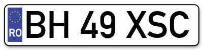 Placuta inmatriculare numar auto  BH-49-XSC, BH 49 XSC, BH49XSC