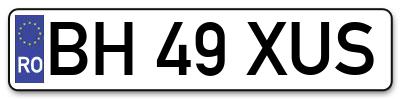 Placuta inmatriculare numar auto  BH-49-XUS, BH 49 XUS, BH49XUS