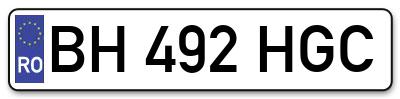 Placuta inmatriculare numar auto  BH-492-HGC, BH 492 HGC, BH492HGC