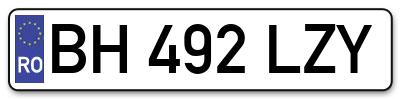 Placuta inmatriculare numar auto  BH-492-LZY, BH 492 LZY, BH492LZY