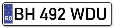Placuta inmatriculare numar auto  BH-492-WDU, BH 492 WDU, BH492WDU