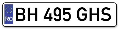 Placuta inmatriculare numar auto  BH-495-GHS, BH 495 GHS, BH495GHS
