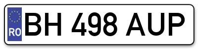 Placuta inmatriculare numar auto  BH-498-AUP, BH 498 AUP, BH498AUP