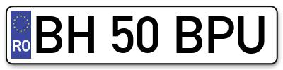 Placuta inmatriculare numar auto  BH-50-BPU, BH 50 BPU, BH50BPU