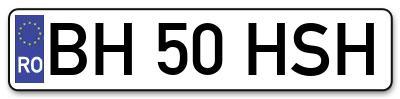 Placuta inmatriculare numar auto  BH-50-HSH, BH 50 HSH, BH50HSH
