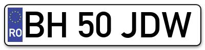 Placuta inmatriculare numar auto  BH-50-JDW, BH 50 JDW, BH50JDW