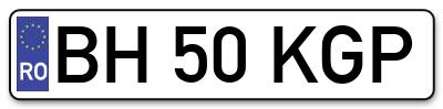 Placuta inmatriculare numar auto  BH-50-KGP, BH 50 KGP, BH50KGP