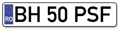 Placuta inmatriculare numar auto  BH-50-PSF, BH 50 PSF, BH50PSF