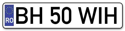 Placuta inmatriculare numar auto  BH-50-WIH, BH 50 WIH, BH50WIH