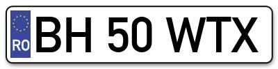 Placuta inmatriculare numar auto  BH-50-WTX, BH 50 WTX, BH50WTX
