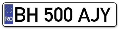 Placuta inmatriculare numar auto  BH-500-AJY, BH 500 AJY, BH500AJY