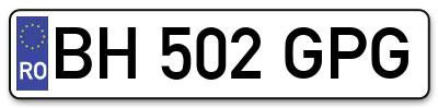 Placuta inmatriculare numar auto  BH-502-GPG, BH 502 GPG, BH502GPG