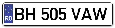 Placuta inmatriculare numar auto  BH-505-VAW, BH 505 VAW, BH505VAW