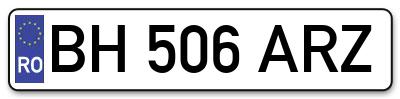 Placuta inmatriculare numar auto  BH-506-ARZ, BH 506 ARZ, BH506ARZ