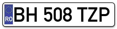 Placuta inmatriculare numar auto  BH-508-TZP, BH 508 TZP, BH508TZP