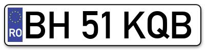 Placuta inmatriculare numar auto  BH-51-KQB, BH 51 KQB, BH51KQB