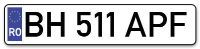 Placuta inmatriculare numar auto  BH-511-APF, BH 511 APF, BH511APF