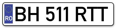 Placuta inmatriculare numar auto  BH-511-RTT, BH 511 RTT, BH511RTT