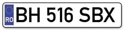 Placuta inmatriculare numar auto  BH-516-SBX, BH 516 SBX, BH516SBX
