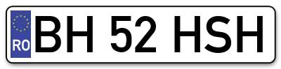 Placuta inmatriculare numar auto  BH-52-HSH, BH 52 HSH, BH52HSH