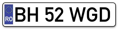 Placuta inmatriculare numar auto  BH-52-WGD, BH 52 WGD, BH52WGD
